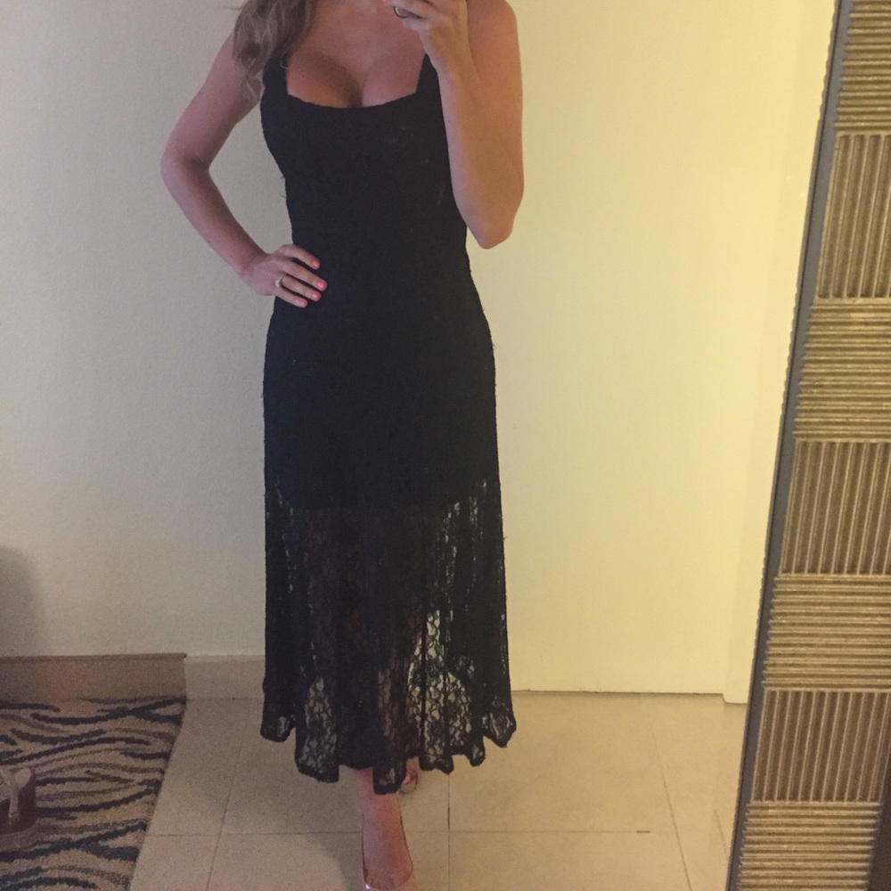 Black lace midi